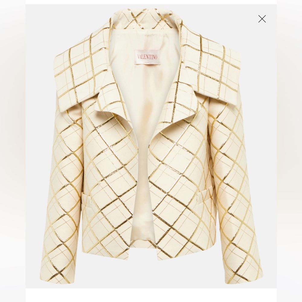 Valentino Wool Blend Brocade Jacket Gold size 40